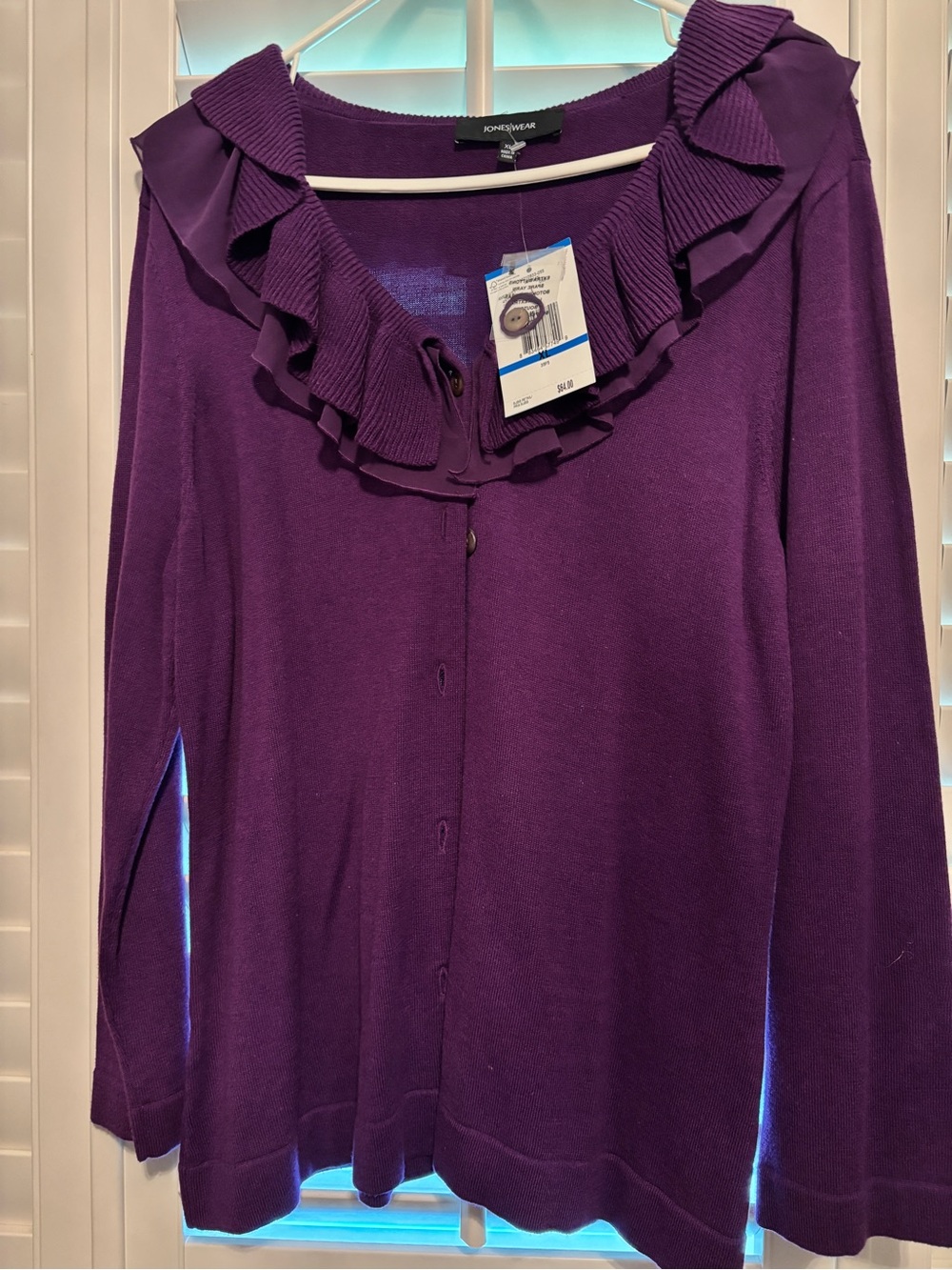 Jones Wear Deep Purple V-Neck Button Cardigan - Women's XL